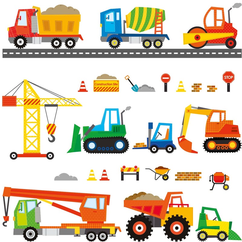 DECOWALL DS-8012 Construction Site Cars Island Kids Wall Stickers Wall Decals Peel and Stick Removable Wall Stickers for Kids Nursery Bedroom Living Room (Small) d?cor - Image 1